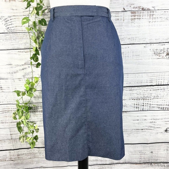 Talbots Dresses & Skirts - Talbots Skirt size 10 Denim Jean Chambray Straight Knee Stretch Casual Pockets